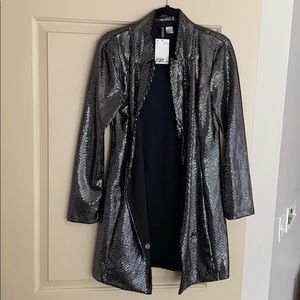 H&M Sequin Long Blazer Coat Medium